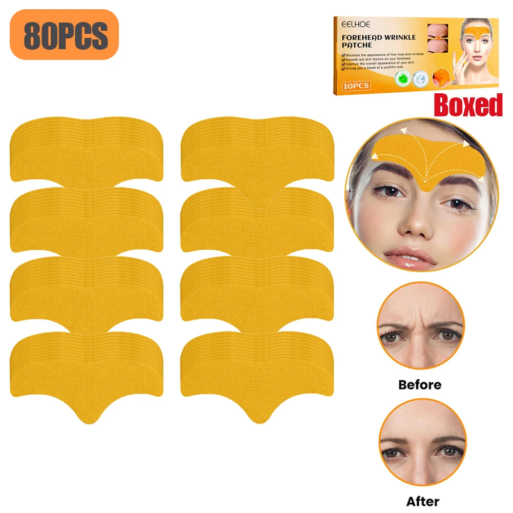 100-10pcs Collagen Forehead Wrinkle Patch Face Mask Head Lines Remover Masks Lifting Anti-Aging Stickers Skin Care Beauty