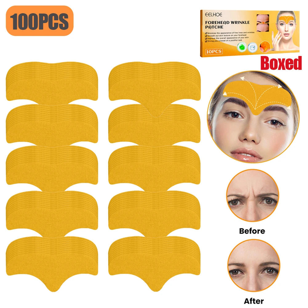 100-10pcs Collagen Forehead Wrinkle Patch Face Mask Head Lines Remover Masks Lifting Anti-Aging Stickers Skin Care Beauty