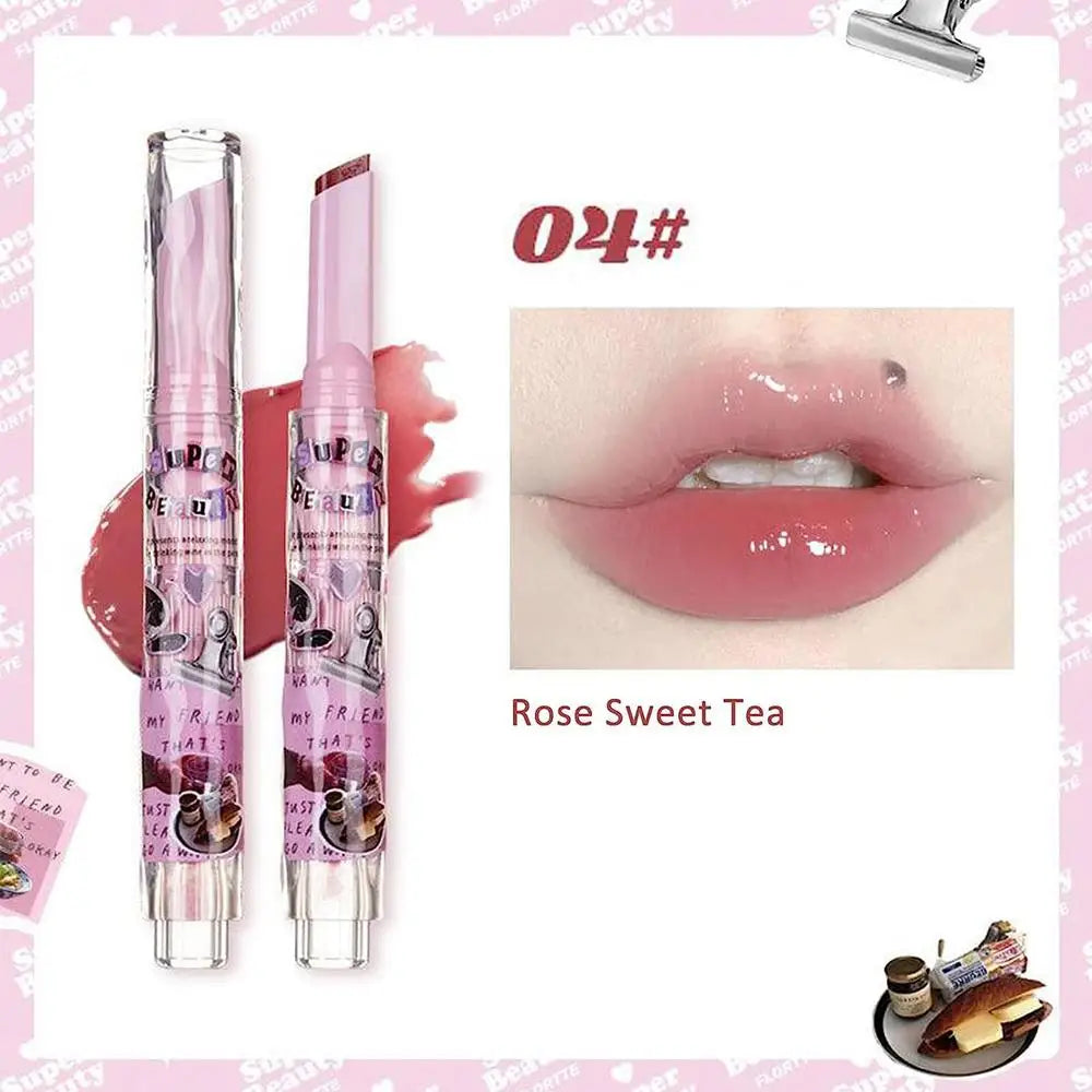 1pcs Flortte Love Shape Lipstick Flower Jelly Water Lip Gloss Clear Light Hydrating Lip Tints Non-stick Cup Korea Cosmetic