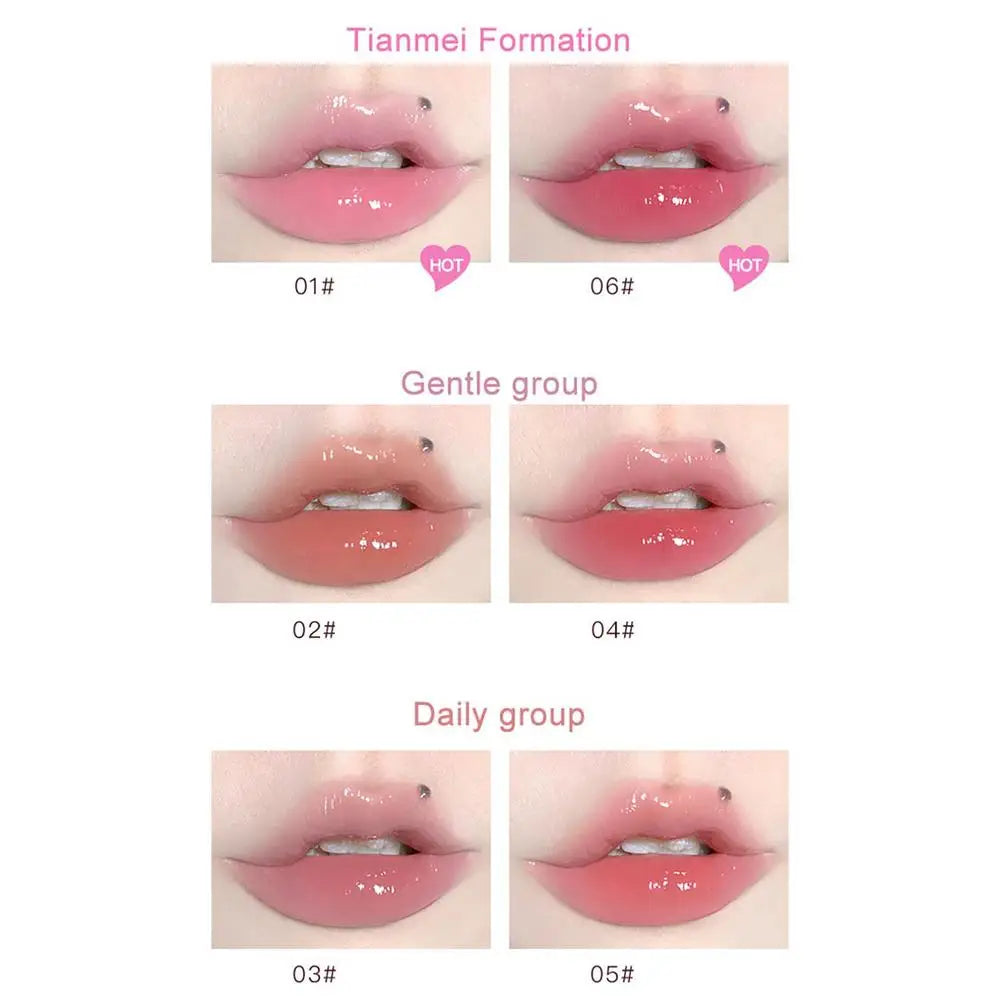 1pcs Flortte Love Shape Lipstick Flower Jelly Water Lip Gloss Clear Light Hydrating Lip Tints Non-stick Cup Korea Cosmetic