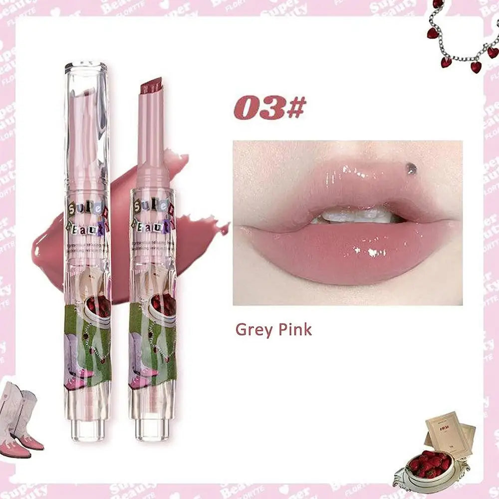 1pcs Flortte Love Shape Lipstick Flower Jelly Water Lip Gloss Clear Light Hydrating Lip Tints Non-stick Cup Korea Cosmetic