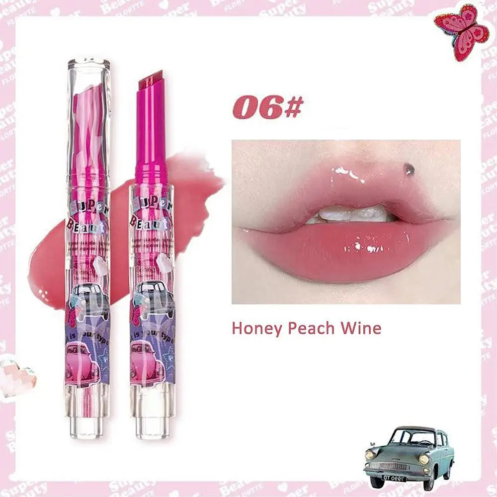 1pcs Flortte Love Shape Lipstick Flower Jelly Water Lip Gloss Clear Light Hydrating Lip Tints Non-stick Cup Korea Cosmetic