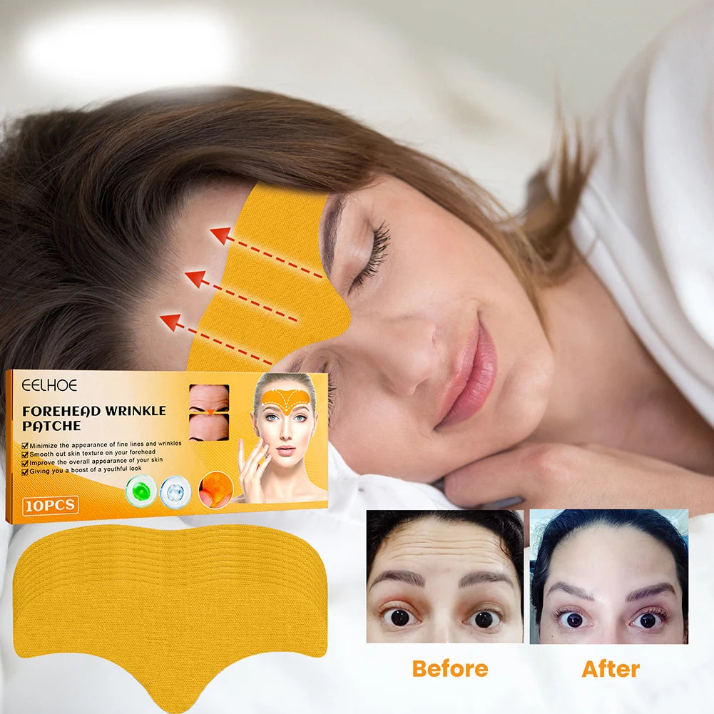 100-10pcs Collagen Forehead Wrinkle Patch Face Mask Head Lines Remover Masks Lifting Anti-Aging Stickers Skin Care Beauty