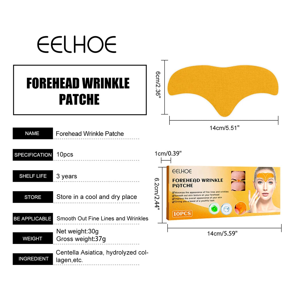 100-10pcs Collagen Forehead Wrinkle Patch Face Mask Head Lines Remover Masks Lifting Anti-Aging Stickers Skin Care Beauty