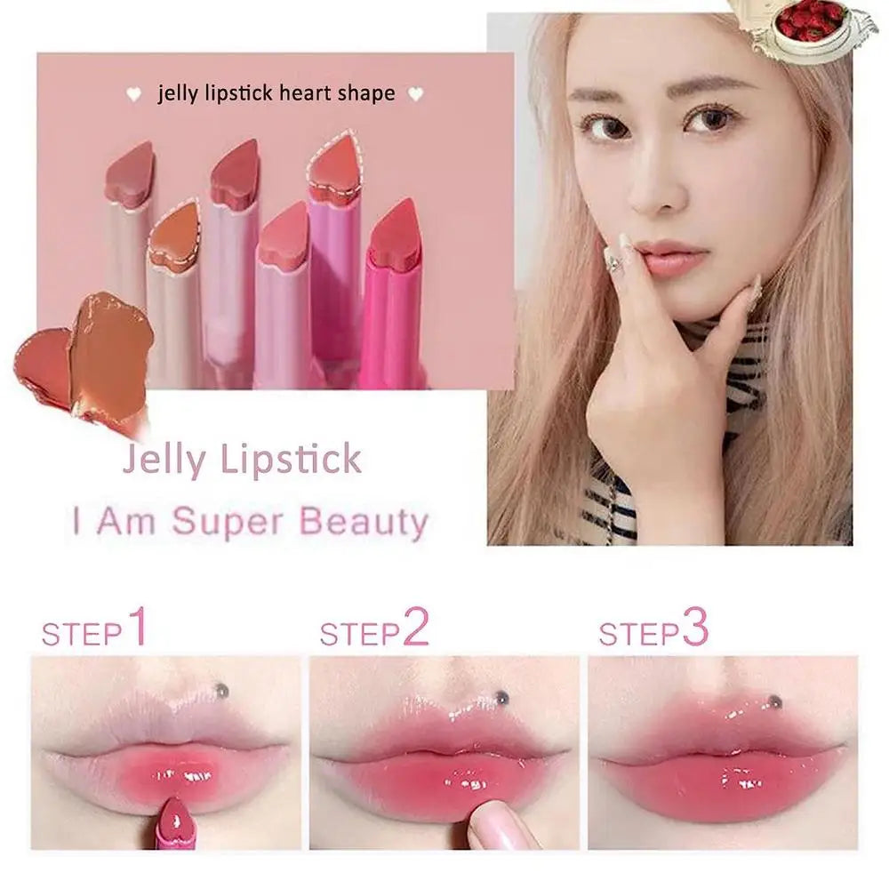 1pcs Flortte Love Shape Lipstick Flower Jelly Water Lip Gloss Clear Light Hydrating Lip Tints Non-stick Cup Korea Cosmetic