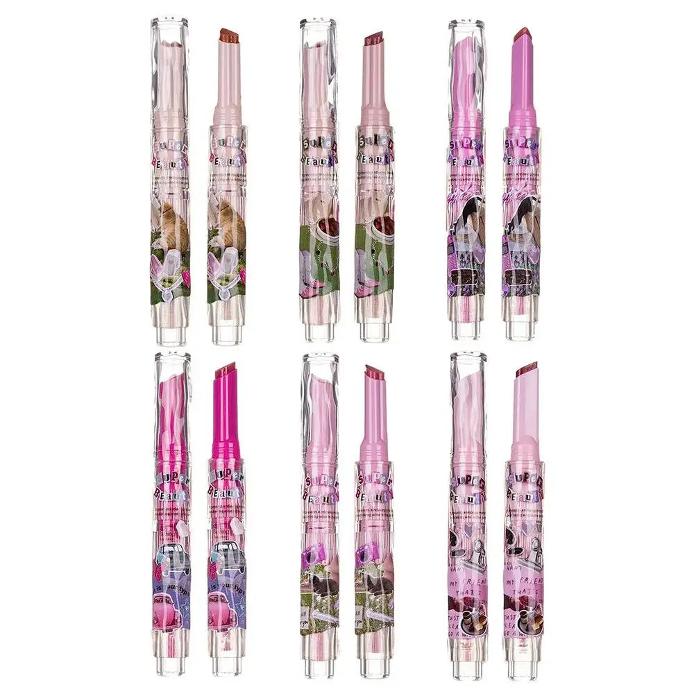 1pcs Flortte Love Shape Lipstick Flower Jelly Water Lip Gloss Clear Light Hydrating Lip Tints Non-stick Cup Korea Cosmetic