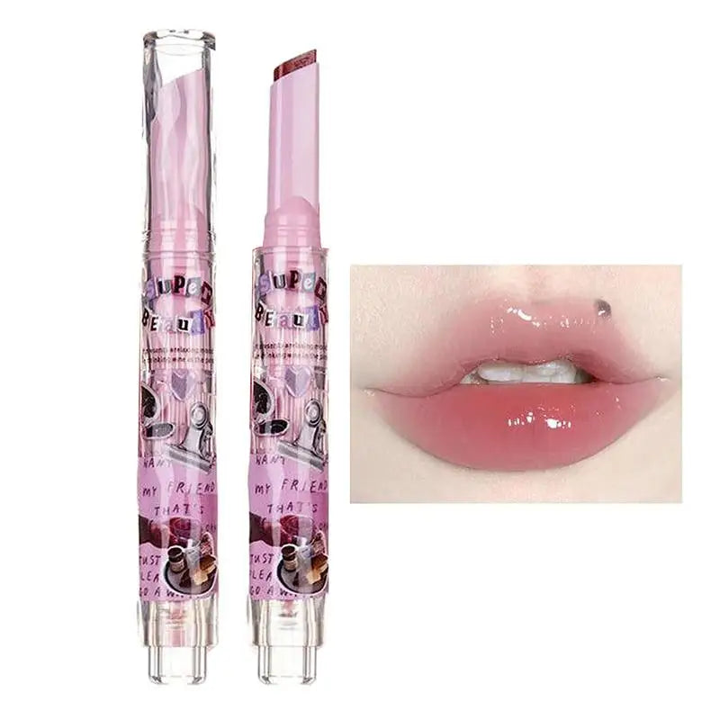 1pcs Flortte Love Shape Lipstick Flower Jelly Water Lip Gloss Clear Light Hydrating Lip Tints Non-stick Cup Korea Cosmetic