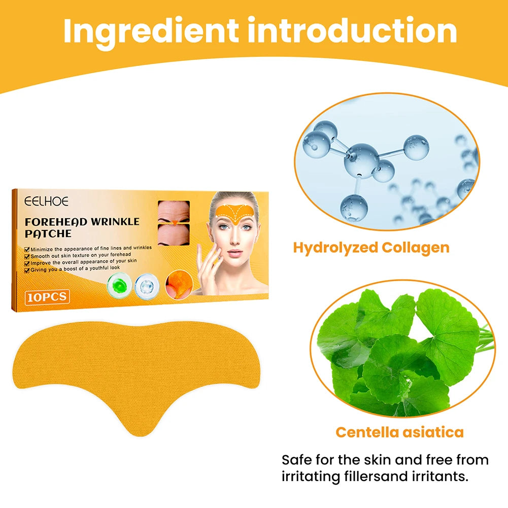 100-10pcs Collagen Forehead Wrinkle Patch Face Mask Head Lines Remover Masks Lifting Anti-Aging Stickers Skin Care Beauty