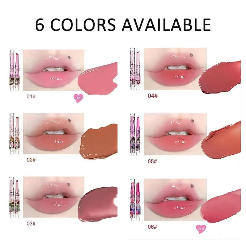 1pcs Flortte Love Shape Lipstick Flower Jelly Water Lip Gloss Clear Light Hydrating Lip Tints Non-stick Cup Korea Cosmetic